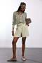 Green High Waist Fabric Shorts 010873 - 4
