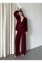 Burgundy Tied Kimono Set - 8567 - 2