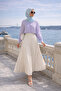 Women's Premium Pleated Beige Long Hijab Skirt - 3