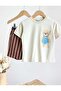 Bear Printed Boys' T-Shirt and Shorts Set - 3