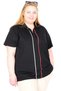 Mode XL Real Big Size Women's T-Shirt Polo with Zipper U26580 Black - 2