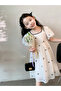 Girls Bow Print Puff Sleeve Dress
