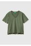 Women's Khaki 100% Cotton Classic V-Neck T-Shirt