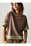 Grey Contrast Trim 100% Cotton Drop Shoulder T-Shirt - 6