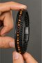 Men's Black Agate Stone Leather Bracelet Multi-Layered Black Weave Design Stylish Bracelet with Steel Clip - 6