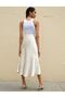 Women's Cream Satin Skirt - 3