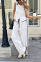 New Season Women's Sleeveless Buttoned Front Vest and Trousers Holiday Two-Piece Set - 3