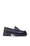 Women's Genuine Leather Navy Blue Loafers