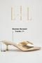 Heeled Women's Slippers - 5 cm Thin Heeled Pointed Toe Women's Slippers Gold Yanki - 7