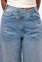 Women's Denim Color 2S6-3 Palazzo Baggy Fit Belt Detailed Design Denim Jeans - 4