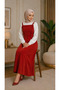 Women's Red Crepe Fabric Gilet Dress with Adjustable Strap - 3