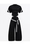 Trendy Iconic Design Waist-Fitting Corset Detail Crop Sweat Track Suit - Trendy Iconic Design Waist-Fitting Corset Detail Crop Sweat Suit Set