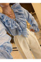 Ruffle Detailed Lace-Up Design Long Sleeve Shirt - 6