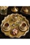 Luxury Glass Surface Presentation Tray 38 cm - Tea and Coffee Serving Tray - Decorative Round Tray with Gold Detail - 2