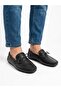 Men's black genuine leather flexible sole casual loafer