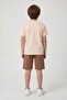 Brown Shark Printed Crew Neck Boys' Shorts Set 23839 - 6