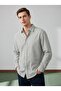 Comfortable Fit Seersucker Textured Striped Cotton Men's Shirt Khaki 5037Dngr - 2