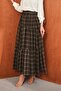 Khaki Layered Patterned Chiffon Skirt