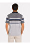 Men's Flared Combed Cotton Striped Polo Collar T-Shirt Short Sleeve Summer T-Shirt - Gray - 3
