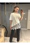 Women's Black Color Circular Neck Short Sleeve Cotton Lace T-Shirt - 2