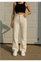 Santa 90's Beige Cream Palazzo Wideleg Jean Women's Power Lycra High Waist Gathering Jeans