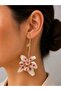 Pink Detailed Design Flower Earrings