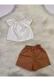 Girl's 2-Piece Set: Madonna Collar White Blouse & Solid Color Shorts - 7