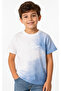 Boy's Rhythm Written Batik Patterned Blue and White Short Sleeve T-Shirt