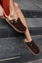 Holo Women's Brown Genuine Leather Suede Closed Toe Fusped Sole Slippers - 5