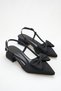 Open Back Bowknot Thick Short Heeled Daily Stylish Women's Evening Dress Shoes