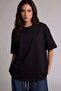 Women's Oversize Casual T-Shirt Basic Plain Unprinted Black - 3