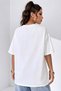 Women's Oversize Casual T-Shirt Crew Neck Lion Print White - 5