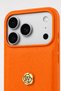 iPhone 17 Pro Max Compatible Leather Textured Phone Case with Gold Rose Detail - 3