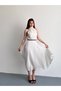 Halter Neck Polka Dot Belted Chiffon Dress - 2
