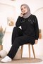 Women's Stoned Shoulder and Cuffed Sleeve Tunic-Pants Two-Piece Set - 5