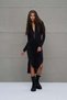 Black Zipper Detailed Draped Long Dress 18272