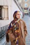 Noa Floral Patterned Shawl - Purple-Tan - 4