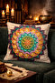 غطاء وسادة على شكل زهرة اللوتس الخضراء مقاس 43 × 43 غطاء وسادة مزخرف مطبوع على الوجهين لتزيين الأريكة الحديثة - 4