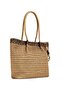 Women's Tan Leopard Detailed Straw Shoulder and Beach Bag - 4