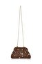 Women's Brown Straw Stone Detailed Chain Strap Shoulder Bag - 3