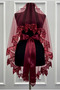 Burgundy Bridal Veil Set, Embellished with Sparkling Sequins and Crystal Glass Beads, Henna Night Veil 6 Pieces - 4