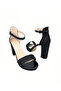Black Glittery Platform Sole Ankle Strap Thick Heeled Women's Sandals Vi̇d02002 - 4