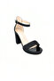 Black Glittery Platform Sole Ankle Strap Thick Heeled Women's Sandals Vi̇d02002 - 3