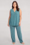 Plus Size Summer Pajama Set with Vest in Petrol Green