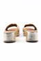 Genuine Leather Gold Knitted Wedge Heel Women's Slippers - Z26229-2 - 4