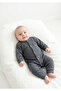 Baby Dark Gray Melange Self-Textured Long Sleeve Cotton Jumpsuit