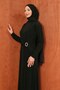 Black Draped Evening Dress with Waist Buckle - 2