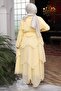 Yellow Bronched Shoulder Cape Layered Skirt Set - 5