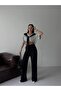 Black Polka Dot Modal Track Suit with Scarf Detail - 2