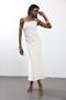 Asymmetrical Dress with Natural Metal Accessories 00813 - 2